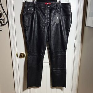 Laverapelle Women’s Straight Cut Genuine Lambskin Black Leather Pants